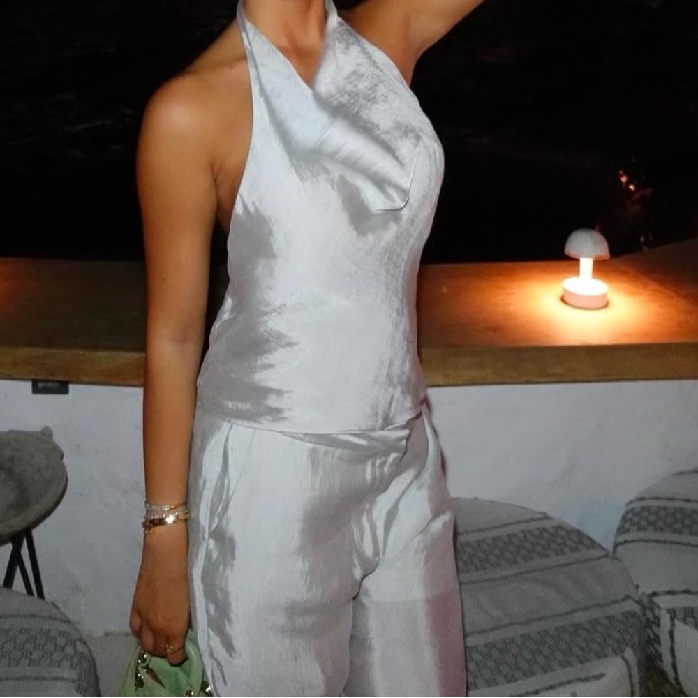 Zara Silver Halter Top